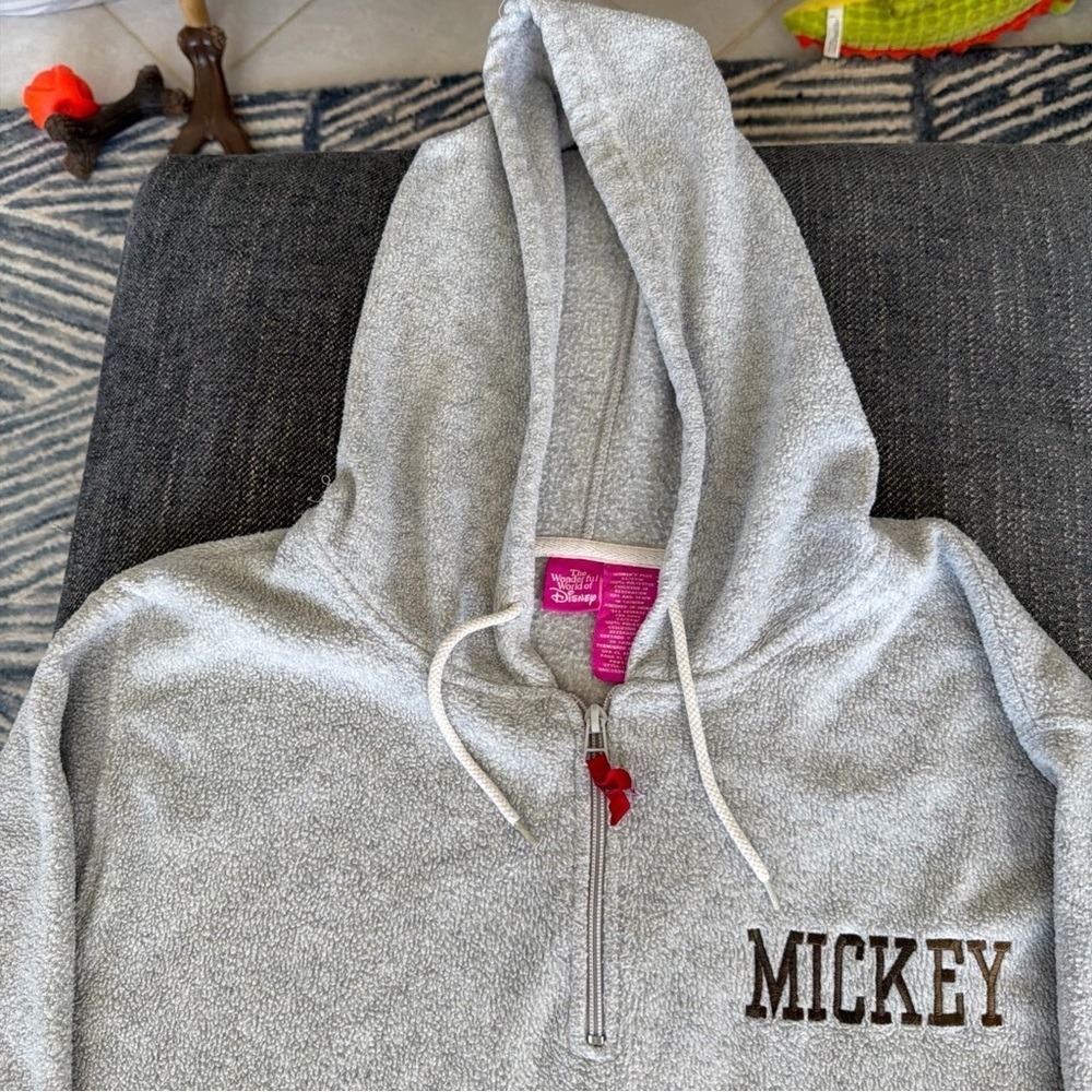 Disney‎ Hoodie 22/24W Gray Mickey Mouse Fleece Quarter Zip Pullover Disneycore - Picture 6 of 6